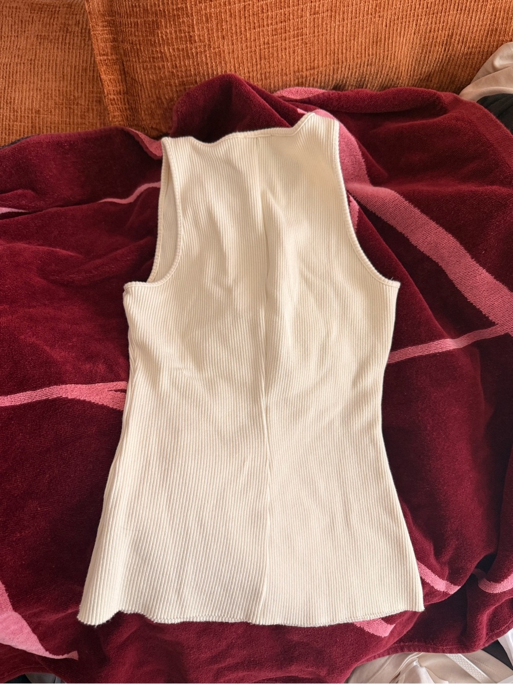Zara White Ribbed Tank - Sleeveless Fitted Silhouette